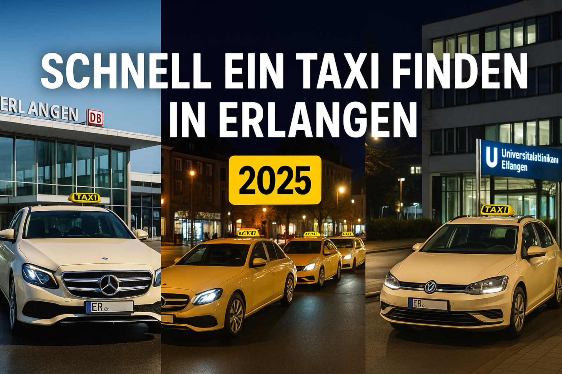 Taxistände in Erlangen: Hauptbahnhof, Innenstadt und Uni-Klinikum mit Taxis